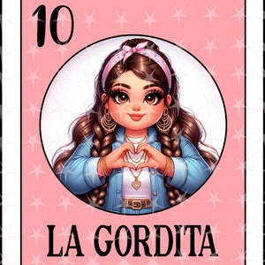 Carte Loteria en espagnol, conception par sublimation, conception numérique par sublimation, téléchargement immédiat, conception espagnole, Las Gordita, carte espagnole Loteria