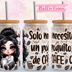 Spaanse 16oz wrap, Alleen nodig voor gebruik in het café Digitaal ontwerp, digitale download, 16oz sublimatieontwerp, Chibi girl 16oz wrap, café