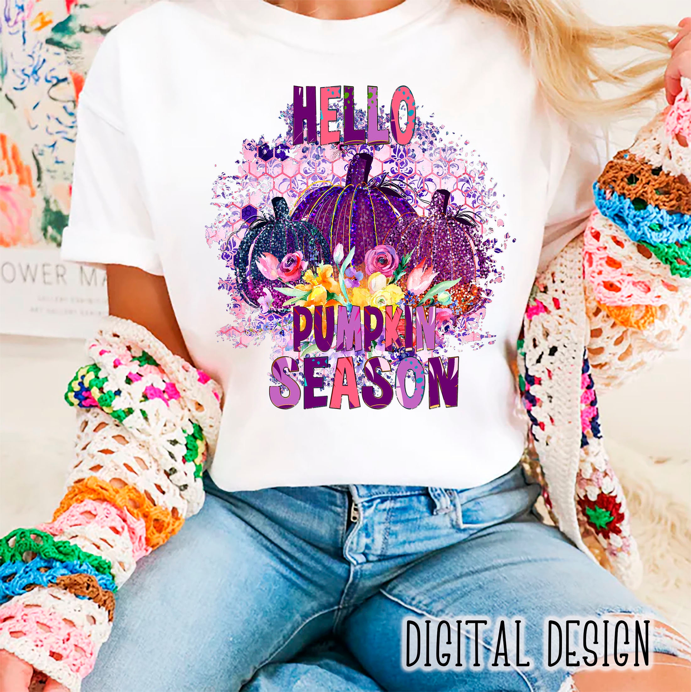 Hello Pumpkin Season Sublimation Design, Pumpkin Digital Design ...