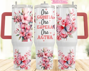 Floral Spanish Bible 40oz Wrap Sublimation Design (Digital Download)