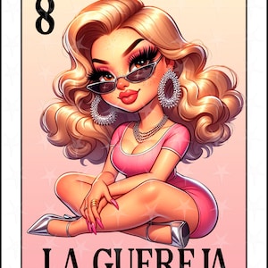 Carta Loteria en espanol, Design a sublimazione, Design carino La Guereja, Download immediato, Design spagnolo, LA GUEREJA, Carta Loteria Chibbi girl
