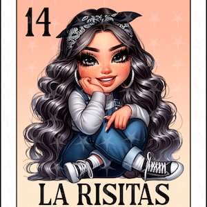 Carte Loteria en espagnol, Design par sublimation, La Risitas chibi girl png, Téléchargement instantané, Design espagnol, La Risitas, Carte Loteria espagnole