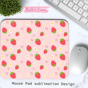 Niedliches Erdbeer Maus Pad Sublimationsdesign, Erdbeer PNG Design, Digitaldruck, Digital Download, Maus Pad Design, niedliches Mousepad Design