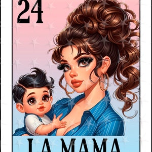 Carte Loteria en espagnol, conception numérique La Mama, téléchargement immédiat, conception espagnole, conception de sublimation fille mignonne, carte La Mama png, La Mama