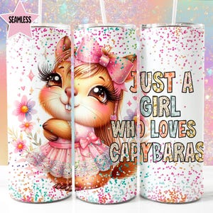 Schattige capibara 20 oz digitale wrap, capibara digitaal ontwerp, 20 oz sublimatieontwerp, instant download, gewoon een meisje dat dol is op capibara's, 20 oz