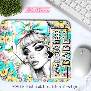Small Business Mauspad Sublimationsdesign, niedliches Mauspad PNG Design, Small Business Babe Mauspad, digitaler Download, Mauspad Design
