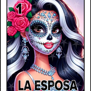 Loteria Karte en espanol, Sublimationsdesign, Sublimation Digitales Design, Sofort-Download, Spanisches Design, La Catrina, Loteria LA ESPOSA