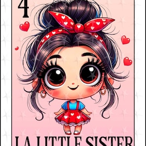 Carte Loteria en espagnol, design par sublimation, design La petite soeur PNG, téléchargement immédiat, design espagnol, La petite soeur, Saint-Valentin