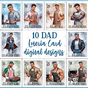 Pacote de pai espanhol PNG, design de sublimação, cartão de loteria, download instantâneo, designs fofos de dia do padre, designs de pacote de papai espanhol