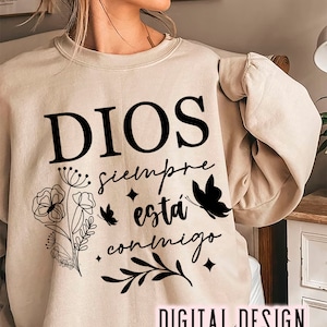Spanish Bible Sublimation Design, Religious Digital Design, Digital Download, Spanish Design, Dios siempre esta conmigo design,SVG, PNG, JPG