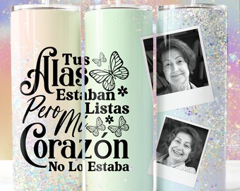 Envoltorio personalizado para vaso de 20 oz conmemorativo: Diseño con foto en español (descarga digital)