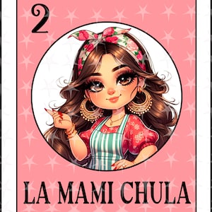 Loteria card en espanol, Design a sublimazione, Design digitale a sublimazione, Download immediato, Design spagnolo, La Mami Chula, Loteria card