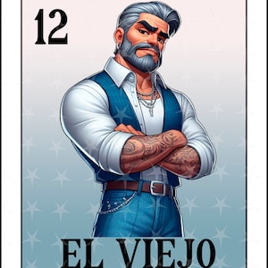 Loteria card en espanol, Sublimation Design, El Viejo Digital card, Instant Download, Spanish Design, El Viejo, El Viejo Loteria Card