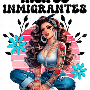 Hija de Inmigrantes Design espagnol, Design numérique par sublimation, Téléchargement instantané, Création en espagnol, Design PNG pour sublimation, DTF/DTG