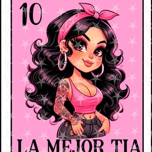 Tarjeta Loteria en español, Diseño de Sublimación, Diseño Digital de Sublimación, Descarga Instantánea, Diseño Español, La mejor tia,Tarjeta Loteria PNG Tia