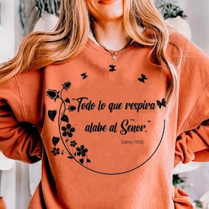 Floral Spanish Bible Verse PNG - Salmo 150:6 (Digital Download)