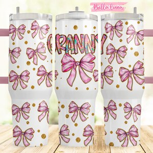 Emballage numérique grand-mère 40 oz, design coquette grand-mère, design sublimation 40 oz, téléchargement immédiat, noeud coquette scintillant, design grand-mère 40 oz