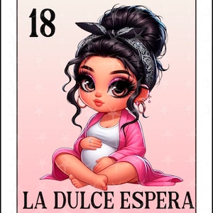 Carte Loteria en espagnol, carte Loteria La Dulce Espera, téléchargement immédiat, conception numérique espagnole, Futura Mama, carte Loteria png, fichier numérique