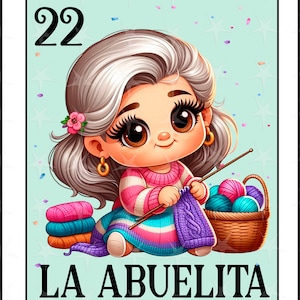 Carte Loteria en espagnol, conception par sublimation, conception numérique par sublimation, téléchargement immédiat, conception espagnole, La Abuelita, carte espagnole Loteria