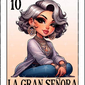 Carte Loteria en espagnol, design par sublimation, design La Gran Señora PNG, téléchargement immédiat, design espagnol, carte Loteria espagnole La Gran senora