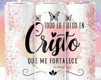 Envoltorio para vaso de 20 oz con versículo bíblico en español: Mariposa brillante (descarga digital)