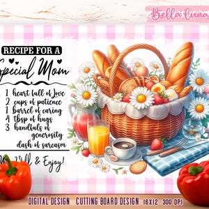 Mom Rezept Schneidebrett Sublimationsdesign, Schneidebrett Digitaldruck, digitaler Download, spezielle Mom Schneidebrett, Instant Download