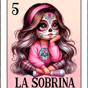 Carte Loteria en espagnol, Sublimation, Sublimation numérique, Téléchargement instantané, Design espagnol, Squelette mignon, Carte La Sobrina