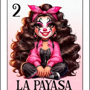 Carta Loteria en espanol, Design digitale a sublimazione, Download istantaneo, Design spagnolo La Payasita, La Payasa png, Cute Payasa DTF/DTG