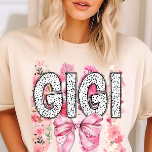 Gigi Floral Sublimation Design, Gigi sublimation Design, Gigi Coquette Bow, Sublimation Design, Png Shirt Design for Sublimation, DTF & DTG