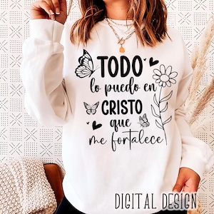 Spanish Bible Sublimation Design, Religious Digital Design, Digital Download, Spanish Design, Todo lo puedo en cristo que me fortalece