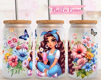 Floral Libbey Glass Can Wrap: Spring Flowers Design (Digital Download)