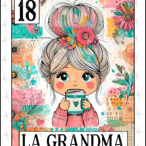 Cartão de loteria em espanhol, Design de sublimação, Design de La Grandma PNG, Download instantâneo, Design espanhol, La Grandma, Cartão espanhol La Grandma