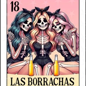 Tarjeta de loteria en español, Diseño de sublimación, Diseño digital de sublimación, Descarga instantánea, Diseño en español, Esqueleto lindo, Las borrachas