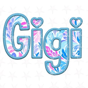 Motif de sublimation PNG fausse broderie Gigi, fichier PNG floral Gigi pour sublimation, motif de broderie faux grand-mère, téléchargement immédiat, Gigi