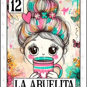 Loteria card en español, Sublimation Design, La Abuelita design PNG, Instant Download, Spanish Design, La Abuelita, Spanish La Abuelita card