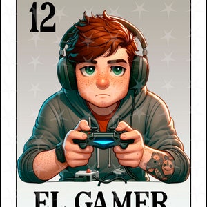 Cartão de loteria em espanhol, Design de sublimação, El Gamer design PNG, Download instantâneo, Design espanhol, El Gamer, Cartão de loteria espanhol, Gamer