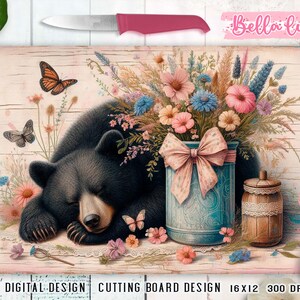 Conception de sublimation de planche à découper de cuisine, impression numérique de cuisine d'ours mignon, téléchargement numérique, sublimation numérique d'ours, conception numérique vintage