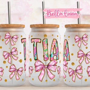 Lazo Tia Coquette, envoltorio de vidrio Libbey de 16 oz, diseño digital Tia, diseño de envoltorio de 16 oz, diseño de sublimación de envoltorio de 16 oz, descarga digital, envoltorio Tia