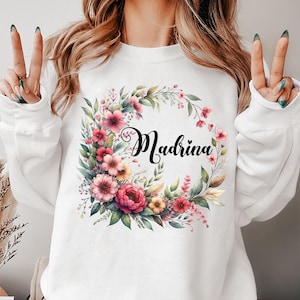 Conception de sublimation Madrina, conception numérique de fête des mères, téléchargement numérique, conception espagnole, conception florale de sublimation de Madrina, SVG, PNG, JPG
