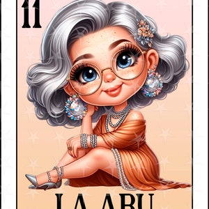 Tarjeta de loteria en español, Diseño de sublimación, Diseño La Abue PNG, Descarga instantánea, Diseño en español, La Abuela, Tarjeta de lotería española, Abuelita