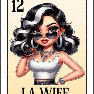 Carte Loteria en espagnol, design par sublimation, design La Wife PNG, téléchargement immédiat, design espagnol, La Wife, carte Loteria espagnole, épouse