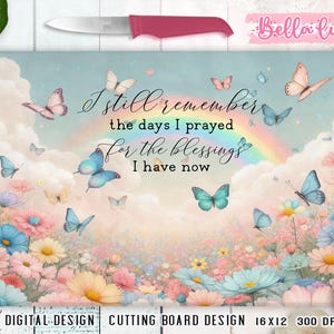 Kitchen Cutting Board Sublimation Design, Religious Design Cutting Board Digital print, Digital Download, Rainbow Design, Bible verse PNG