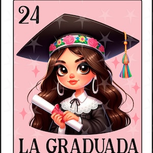 Carte Loteria en espagnol, Design par sublimation, Design numérique par sublimation, Téléchargement instantané, Design espagnol, La Graduada, Carte Loteria, Bonita