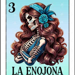 Carte Loteria en espagnol, Sublimation, Sublimation numérique, Téléchargement instantané, Design espagnol, Squelette mignon, Carte La Enojona