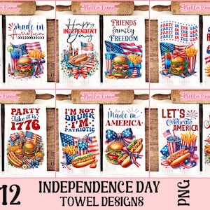 Pacchetto di strofinacci da cucina per il Giorno dell'Indipendenza, stampa a sublimazione, design di strofinacci da cucina americani, decorazioni per la cucina, stampa digitale, download digitale, pacchetto PNG