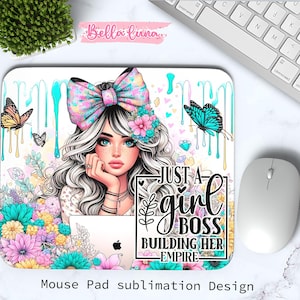 Small Business Mauspad Sublimationsdesign, süßes Mauspad PNG Design, Girl Boss Babe Mauspad, digitaler Download, Mädchen Mauspad Design