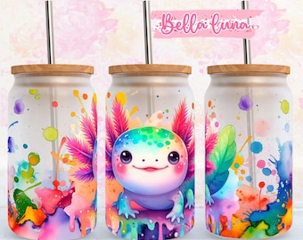 Colorful Axolotl 16oz Can Wrap Design (Digital Download)