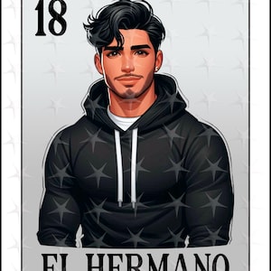 Loteria Karte en espanol, Sublimationsdesign, El Hermano png, Sofortiger Download, Spanisches Design, El Hermano Karte, süße Hermano Loteria Karte