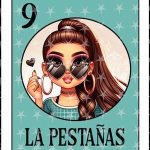 Carte Loteria en espagnol, conception par sublimation, conception numérique par sublimation, téléchargement immédiat, conception espagnole, Las pestanas, carte espagnole Loteria