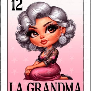 Cartão de loteria em espanhol, Design de sublimação, Arquivo PNG da avó, Download instantâneo, Design em espanhol, La Grandma, Cartão de loteria espanhol, Abuela
